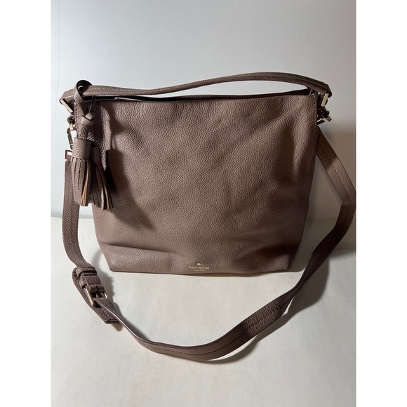 Taupe Leather Shoulder Bag - Picture 1 of 10